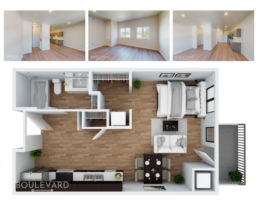 Boulevard Apartments and Townhomes Studio Unit